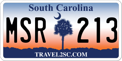 SC license plate MSR213