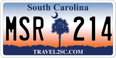 SC license plate MSR214