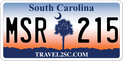 SC license plate MSR215