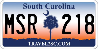 SC license plate MSR218