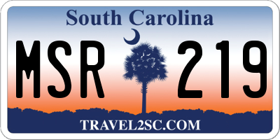 SC license plate MSR219