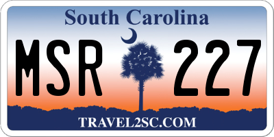SC license plate MSR227