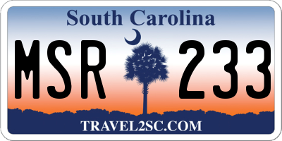SC license plate MSR233