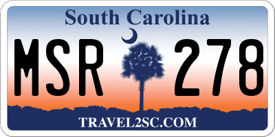 SC license plate MSR278
