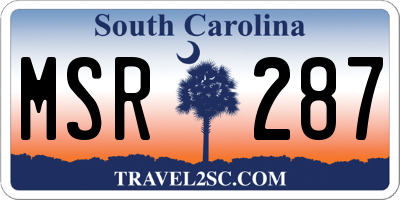SC license plate MSR287