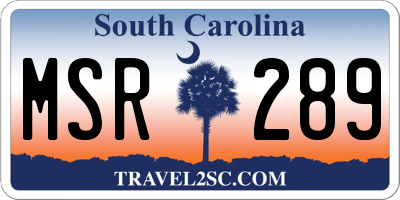 SC license plate MSR289