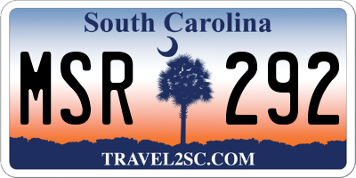 SC license plate MSR292
