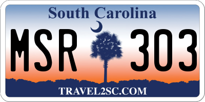 SC license plate MSR303