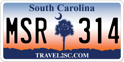SC license plate MSR314