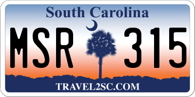SC license plate MSR315