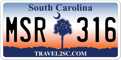 SC license plate MSR316