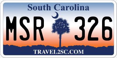 SC license plate MSR326