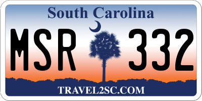 SC license plate MSR332
