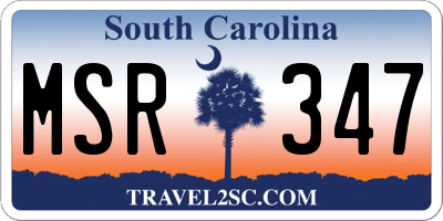 SC license plate MSR347