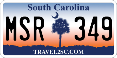 SC license plate MSR349
