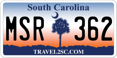 SC license plate MSR362