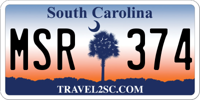 SC license plate MSR374