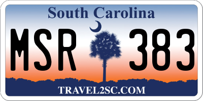 SC license plate MSR383