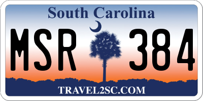 SC license plate MSR384