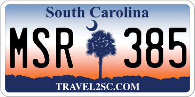 SC license plate MSR385