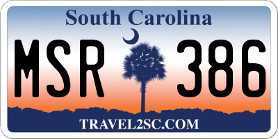 SC license plate MSR386