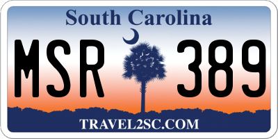 SC license plate MSR389