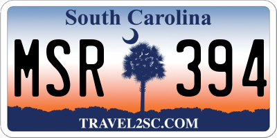 SC license plate MSR394