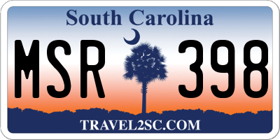 SC license plate MSR398