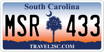 SC license plate MSR433