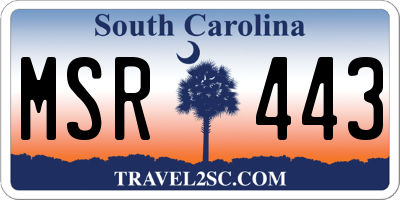 SC license plate MSR443