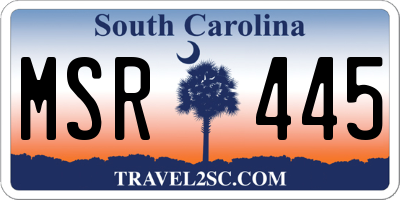 SC license plate MSR445