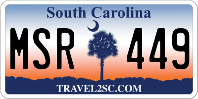 SC license plate MSR449