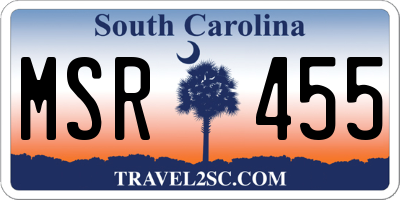 SC license plate MSR455