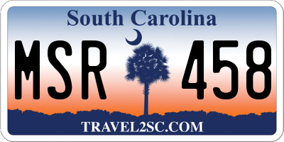 SC license plate MSR458