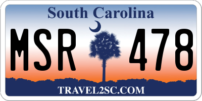 SC license plate MSR478