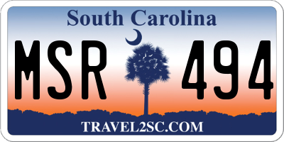 SC license plate MSR494