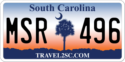 SC license plate MSR496