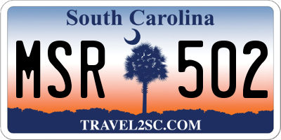 SC license plate MSR502
