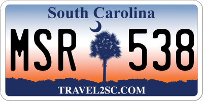 SC license plate MSR538