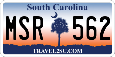 SC license plate MSR562