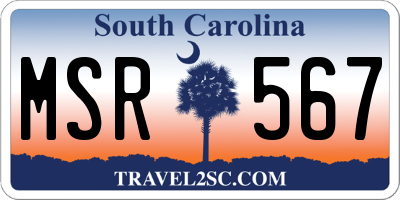 SC license plate MSR567