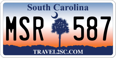 SC license plate MSR587