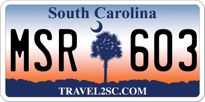 SC license plate MSR603