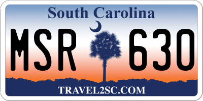 SC license plate MSR630