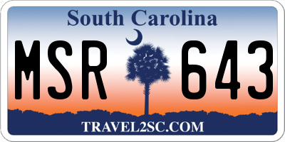 SC license plate MSR643
