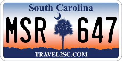 SC license plate MSR647