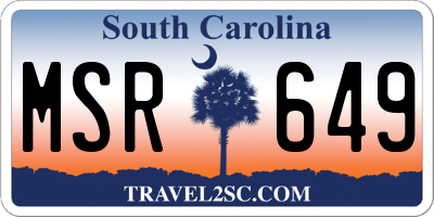 SC license plate MSR649