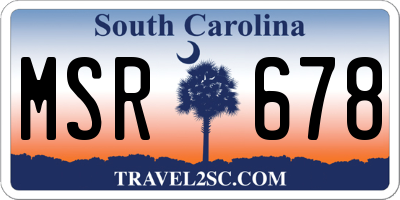 SC license plate MSR678
