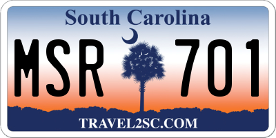 SC license plate MSR701