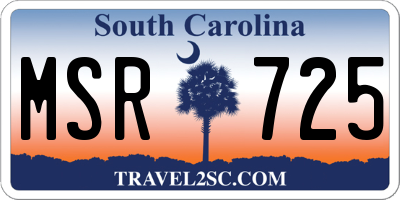 SC license plate MSR725